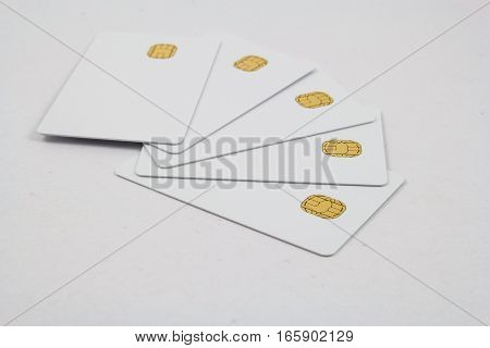 new blank of chip cards on white background