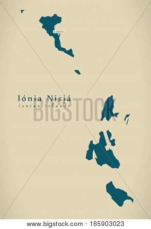Modern Map - Ionia Nisia Greece Gr Illustration
