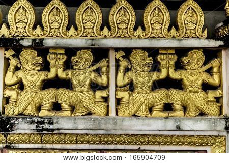 Golden decoration in a Buddhist temple in Ho Chi Minh City, Vietnam