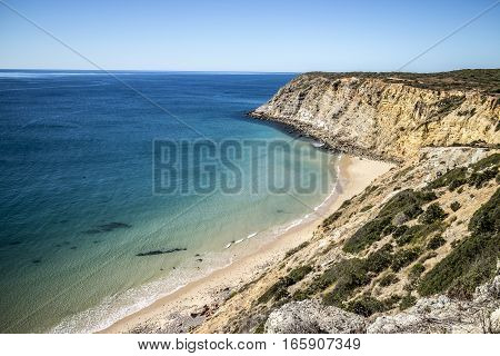 Walking along the coastline in Algarve, Portugal