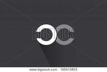 Alphabet letter c small greu white long shadow vector logo icon sign design template