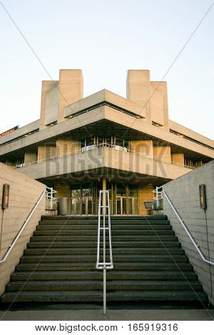 LONDON, UK - 3 MARCH 2005: A view of the facade of the National Theatre on London's South Bank.