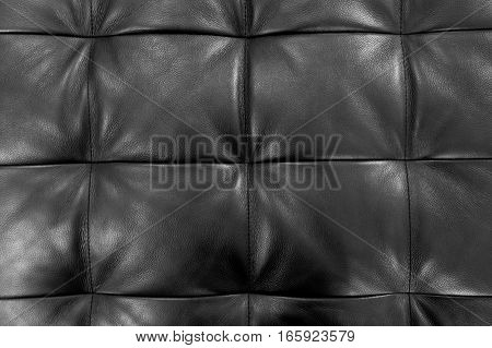 Background Pattern Closed Up of Abstract Texture of Luxury Black Leather Sofa or Upholstery.