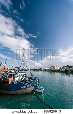 MALAHIDE, IRELAND - OCTOBER 21 2006: A view of the fishing harbor near Malahide Ireland.