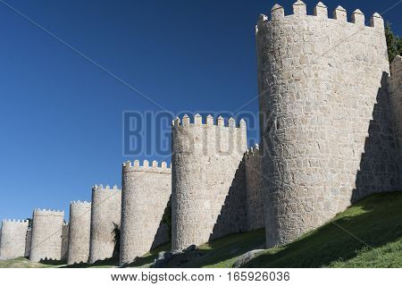 Avila (Castilla y Leon Spain): the famous medieval walls surrounding the city