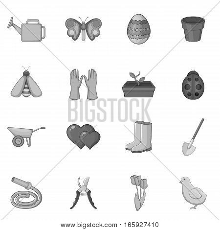 Spring icons set in monochrome style isolated on white background