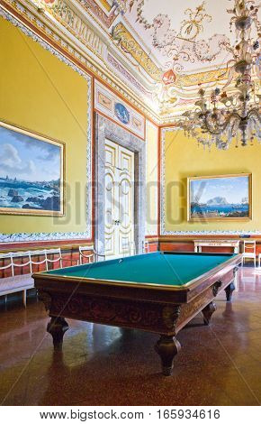 Caserta Italy - March 92008: The billiard room of the apartments of the Royal Palace
