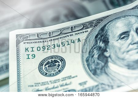 Dollars banknotes. American Dollars Cash Money. One Hundred Dollar Banknotes.