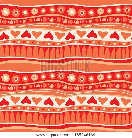 Valentine's day and wedding background with hearts and flowers