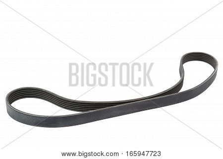 Car alternator belt isolated on white background.