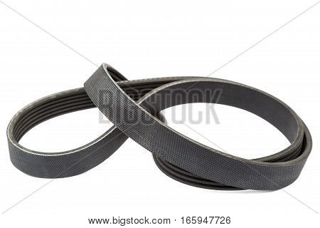 Car alternator belt isolated on white background.