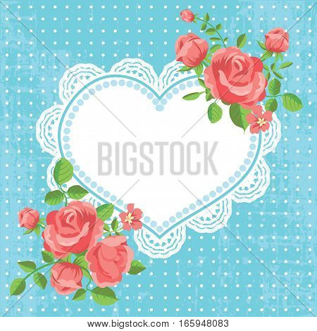 Valentine's day and wedding card with hearts and flowers