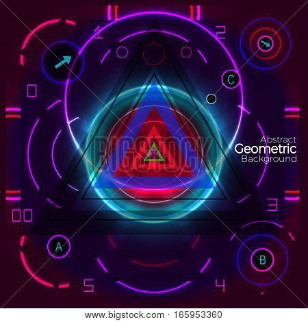 Abstract geometric background. Vector  background, created from simple geometric figures like circles and lines and triangles