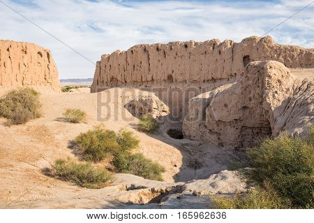 Ruins of the Fortress Kyzyl-Kala of Ancient Khorezm in Kyzylkum desert. Uzbekistan