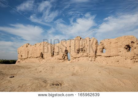 Ruins of the Fortress Kyzyl-Kala of Ancient Khorezm in Kyzylkum desert. Uzbekistan