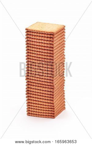 tall stack of biscuit crackers closeup detail