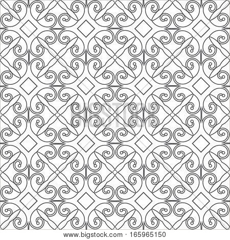 Vector pattern of linear geometric shapes or symbols, seamless texture isolated on a white background
