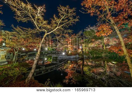 The Eikando temple night illumination during the month of November