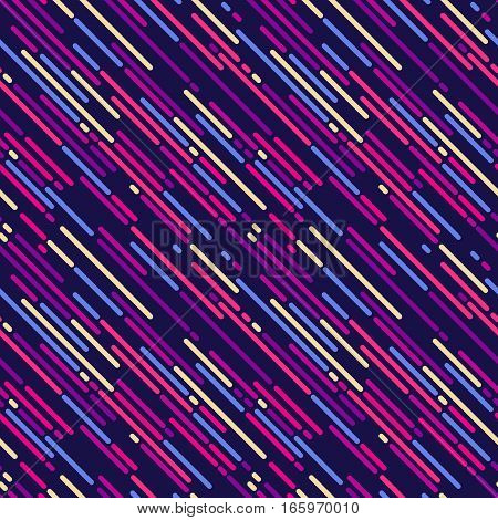 Seamless vector parallel dark and light violet blue pink margenta and light yellow diagonal lines. Seamless background for manufacturing, prints, gift wrap and web design.