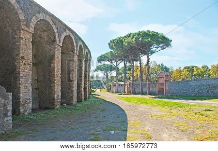 The Square Of Amphitheater In Pompeii
