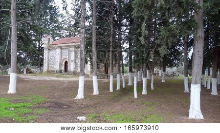 a small stone church in cyprus mountains
