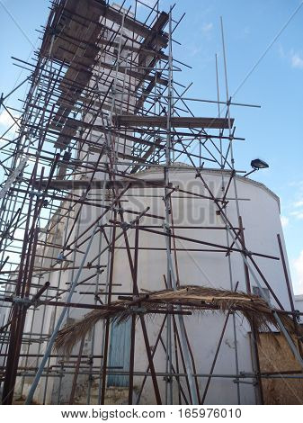 Church In Kyrenia In Cyprus Under Reconstruction