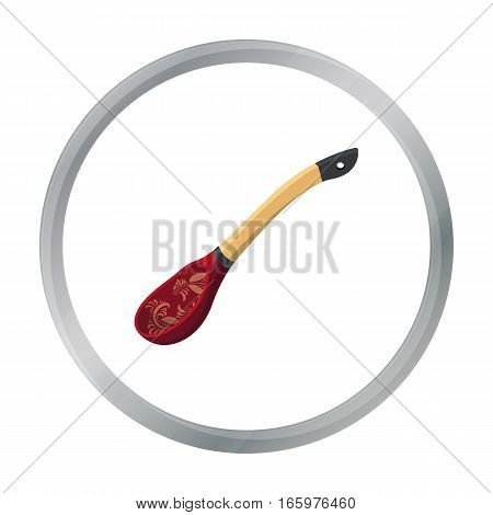 Russian traditional wooden spoon icon in cartoon design isolated on white background. Russian country symbol stock vector illustration.