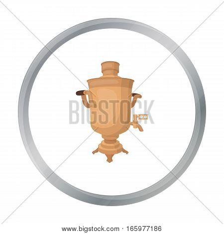 Samovar icon in cartoon design isolated on white background. Russian country symbol stock vector illustration.