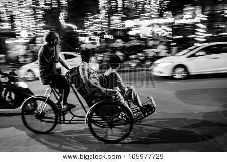 Abstract Movement Of Cyclo Driver In Vietnam