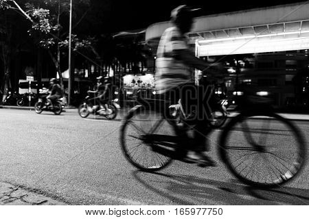 Abstract Movement Of Cyclo Driver In Vietnam