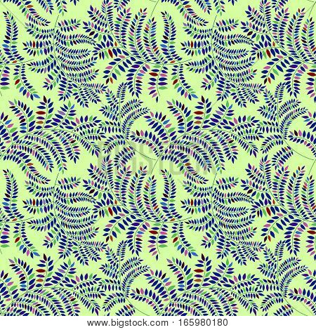 Floral pattern with leaves. Ornamental leaf seamless texture. Nature herb tile swirl background.