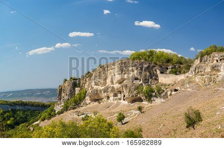 Hollowed out of the rock at the South gate of the medieval town-fortress Chufut-Kale. Bakhchysaray Crimea
