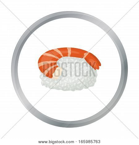 Ebi Nigiri icon in cartoon style isolated on white background. Sushi symbol vector illustration.