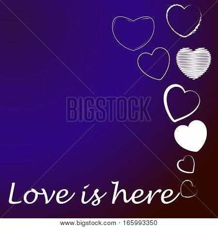 Love and happiness themed blue background heart set
