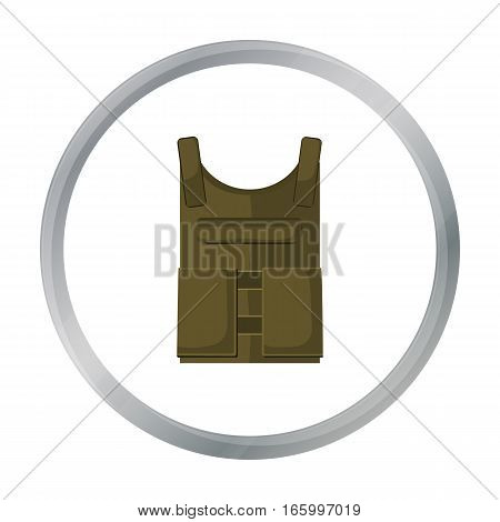Army bulletproof vest icon in cartoon style isolated on white background. Military and army symbol vector illustration - stock vector