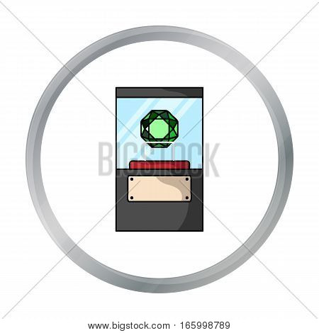 Diamond on a pedestal icon in cartoon style isolated on white background. Museum symbol vector illustration. - stock vector