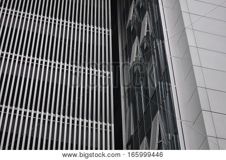 Adjacent Architectural Facades in Grey Tone in Singapore