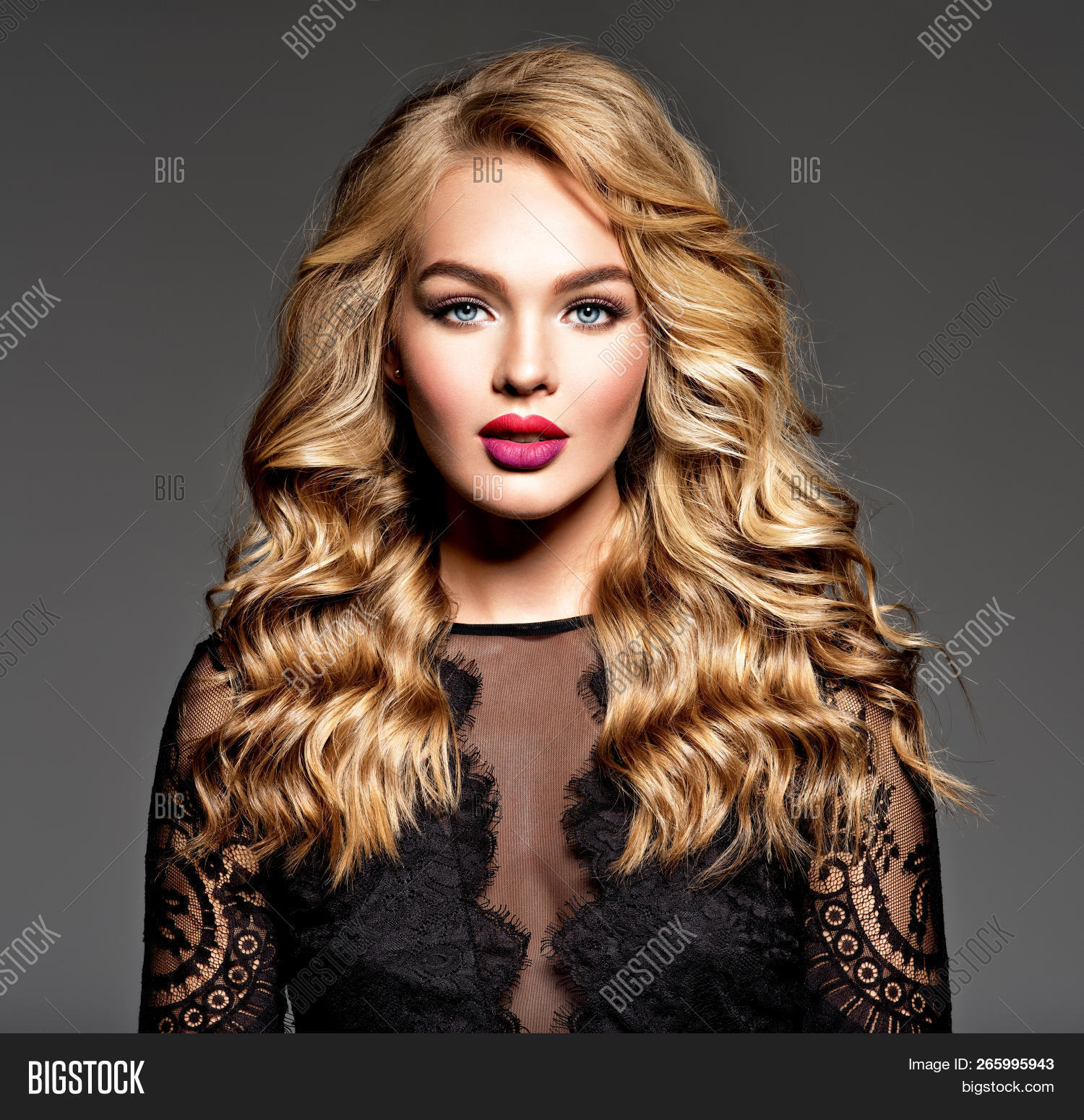 Blond Woman Long Curly Image Photo Free Trial Bigstock