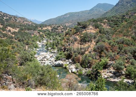 View Of The Kaweah River Near The Entrance To Sequoia National Park, California