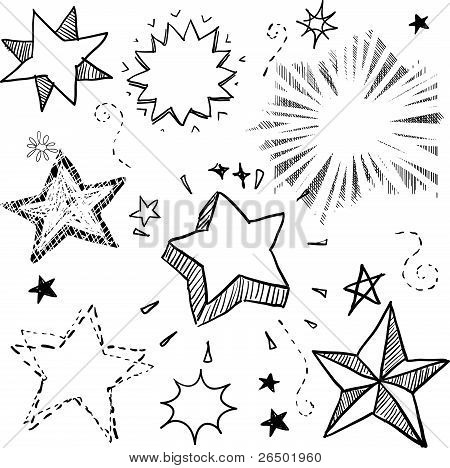 Bosquejo de estrellas y explosiones