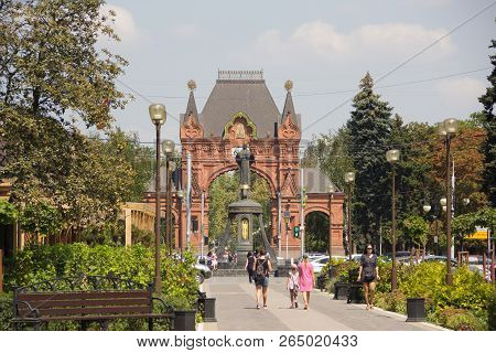 Krasnodar, Russia-august 17, 2016:monument Of Holy Greatmartyress Catherine. Holy Greatmartyress Cat