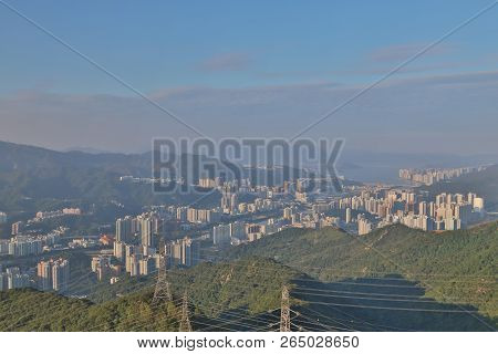Sha Tin Downtown At Day Time At Lion Rock