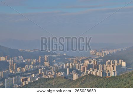 Sha Tin Downtown At Day Time At Lion Rock
