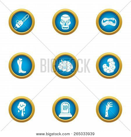Doom Icons Set. Flat Set Of 9 Doom Vector Icons For Web Isolated On White Background