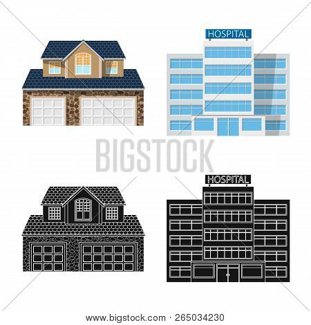 Vector Design Of Building And Front Symbol. Collection Of Building And Roof Vector Icon For Stock.
