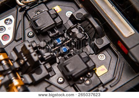 Macro Detail Of New Modern Innovative And Powerful Performance Active Clad-alignment Splicer Used Fo