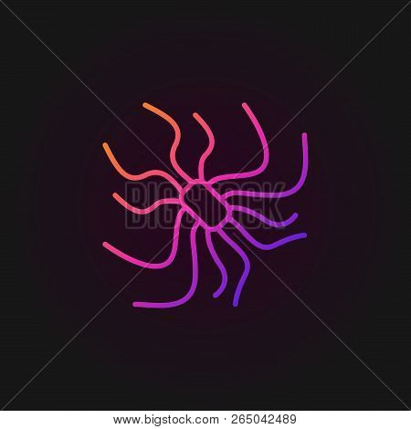 Pathogen Concept Line Colored Icon. Vector Bacteria Symbol In Outline Style On Dark Background