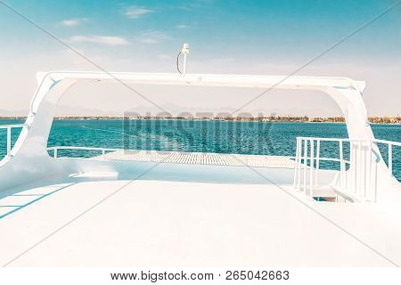 Luxury Yacht, Stern Interior, Comfortable Design For Rest Leisure Tourism Travel