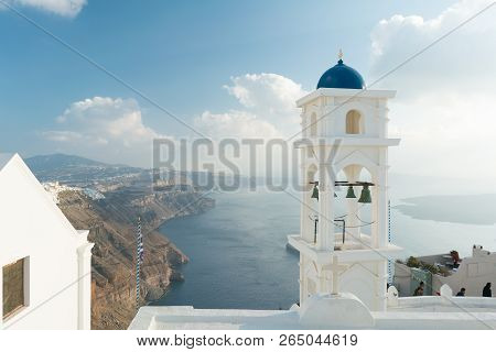 The Anastasi Church In Imerovigli Against The Santorini Caldera, Santorini