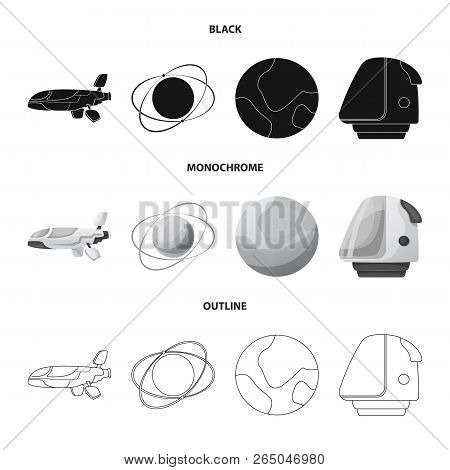 Vector Design Of Mars And Space Logo. Set Of Mars And Planet Vector Icon For Stock.